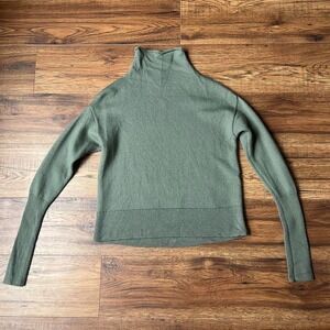 Wilfred Montpellier 100% Merino Wool Mock Neck Sweater Green Minimalist Knit XS